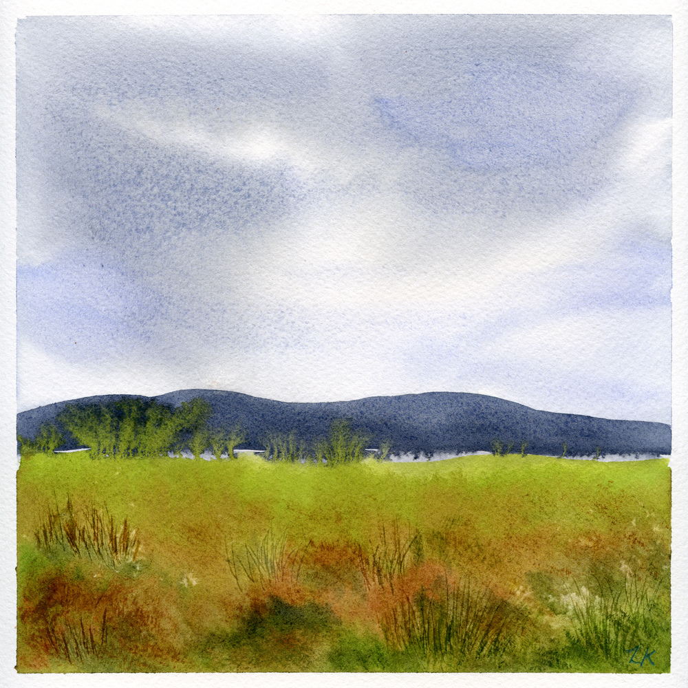 Original watercolor painting of the moorlands of Culloden Battlefield, Scottish Highlands.